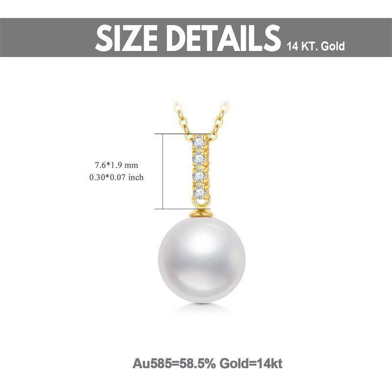 Collar con colgante esférico de oro blanco de 18 quilates con moissanita y perlas-4