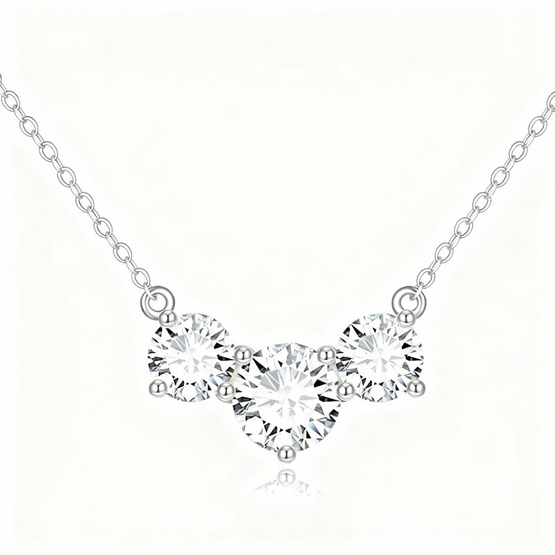 Collier pendentif en or blanc 10 carats et moissanite-1