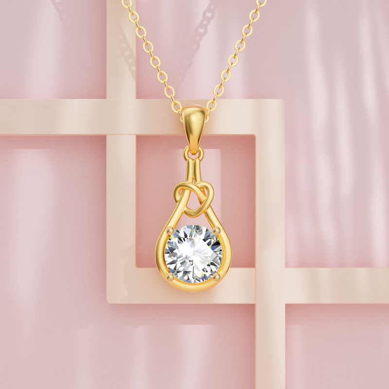 14K White Gold Moissanite Pendant Necklace-4