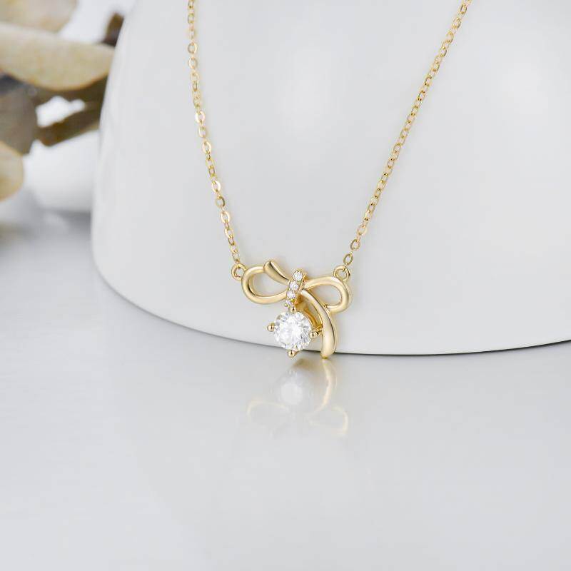 14K White Gold Moissanite Pendant Necklace-3
