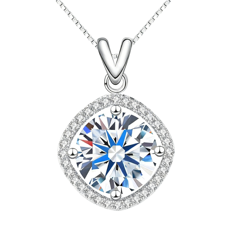 Collier pendentif en or blanc 18 carats et moissanite-1