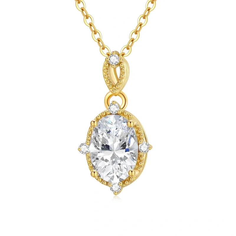 Collier pendentif en or 14 carats et moissanite-3