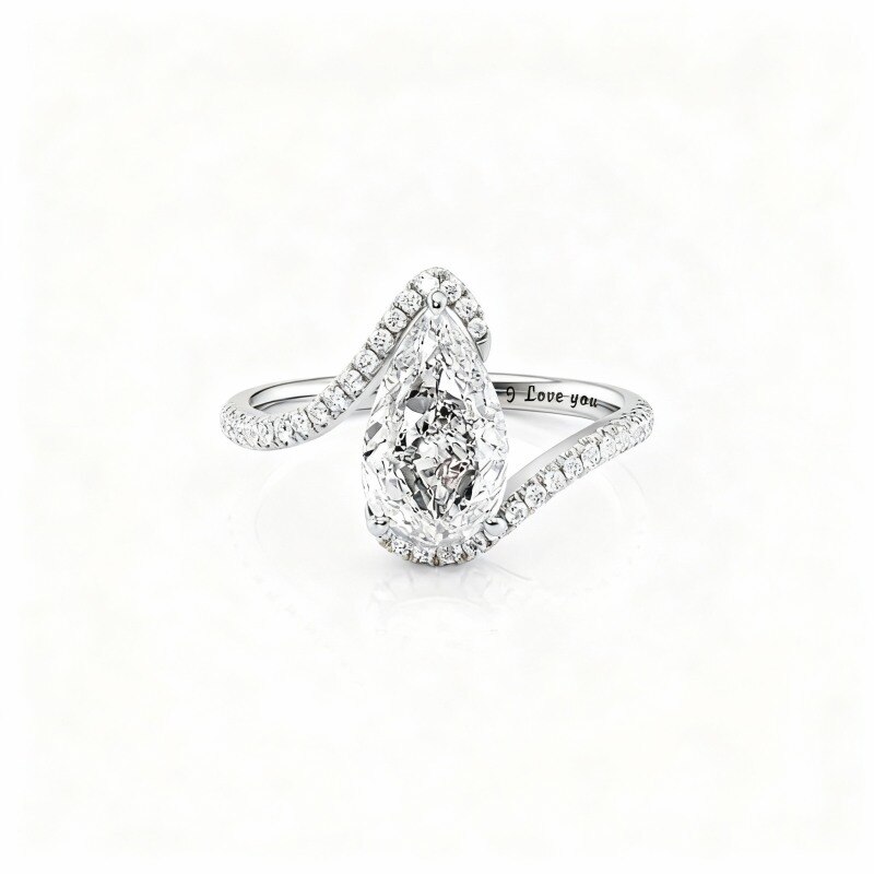 14K White Gold Moissanite Personalized Engraving Ring-1