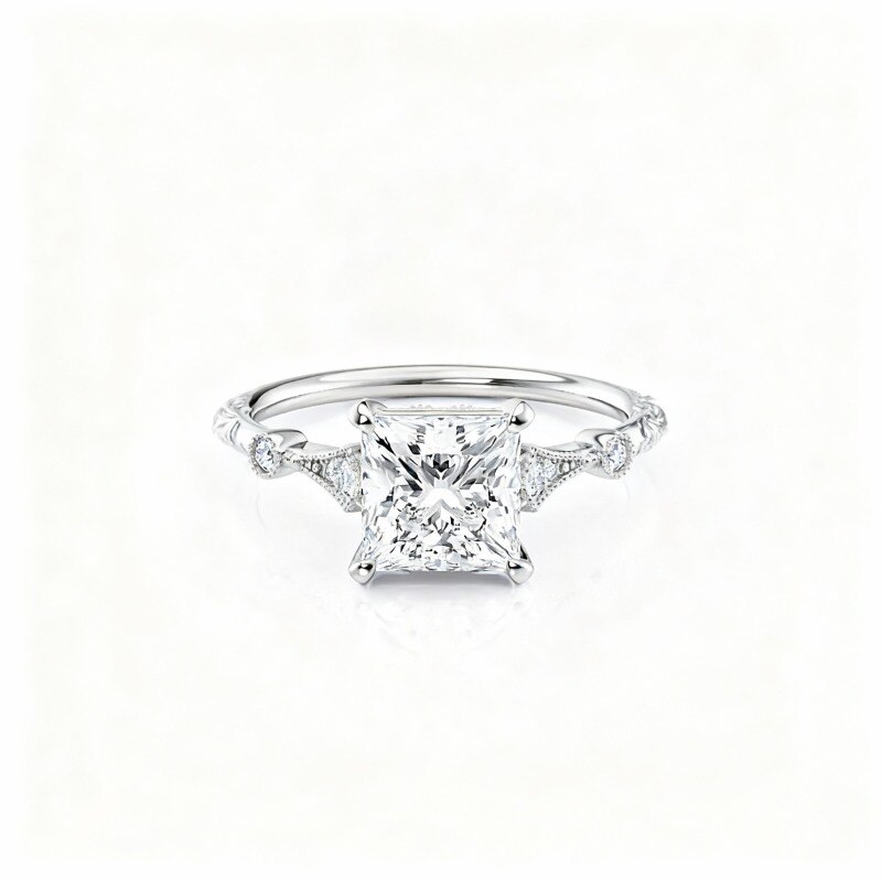 Anillo de platino con moissanita chapado en oro blanco-1