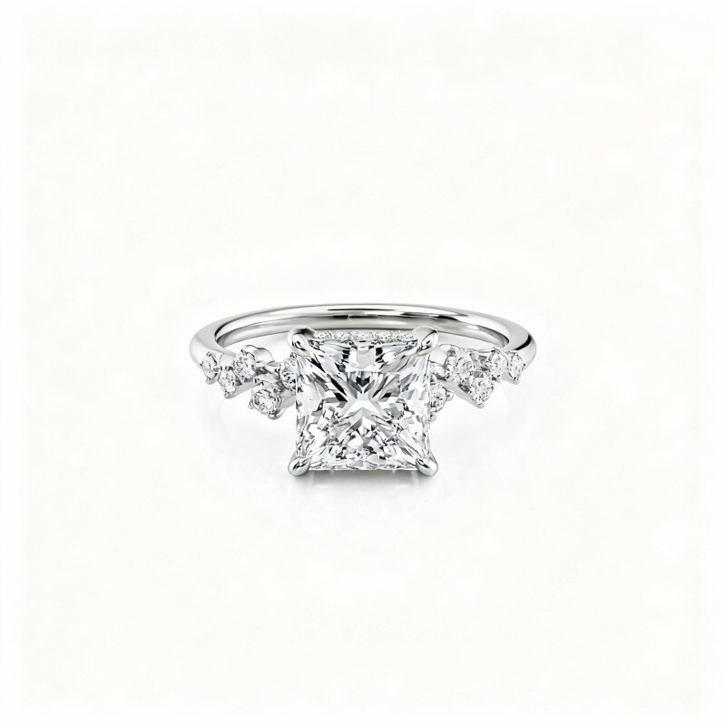 Bague en or blanc 18 carats et moissanite-1