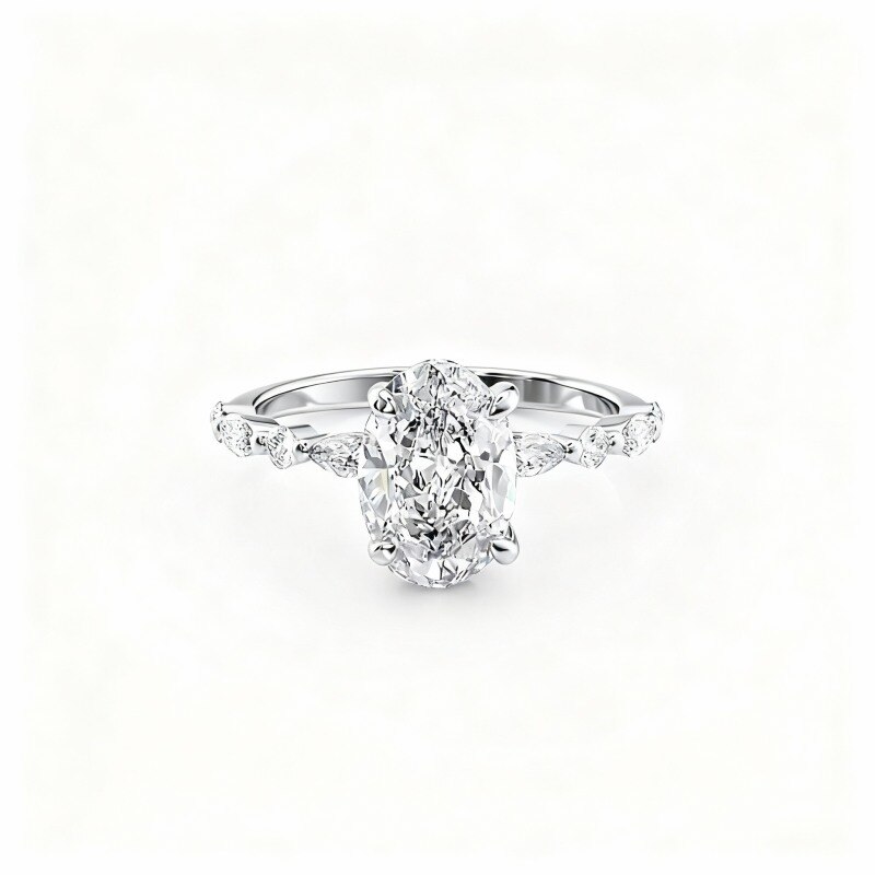 10K White Gold Moissanite Ring-2