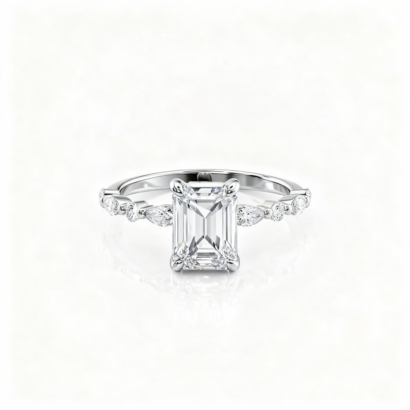 10K White Gold Moissanite Ring-1