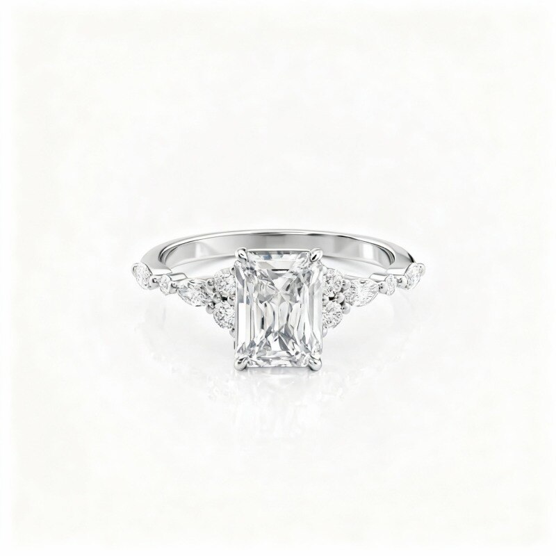 10K White Gold Moissanite Ring-20