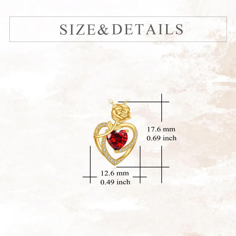 10K White Gold Moissanite Rose & Heart Pendant Necklace-4