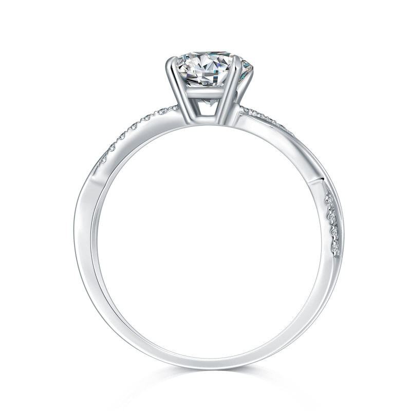 Platinum with White Gold Plated Moissanite Round Ring-2