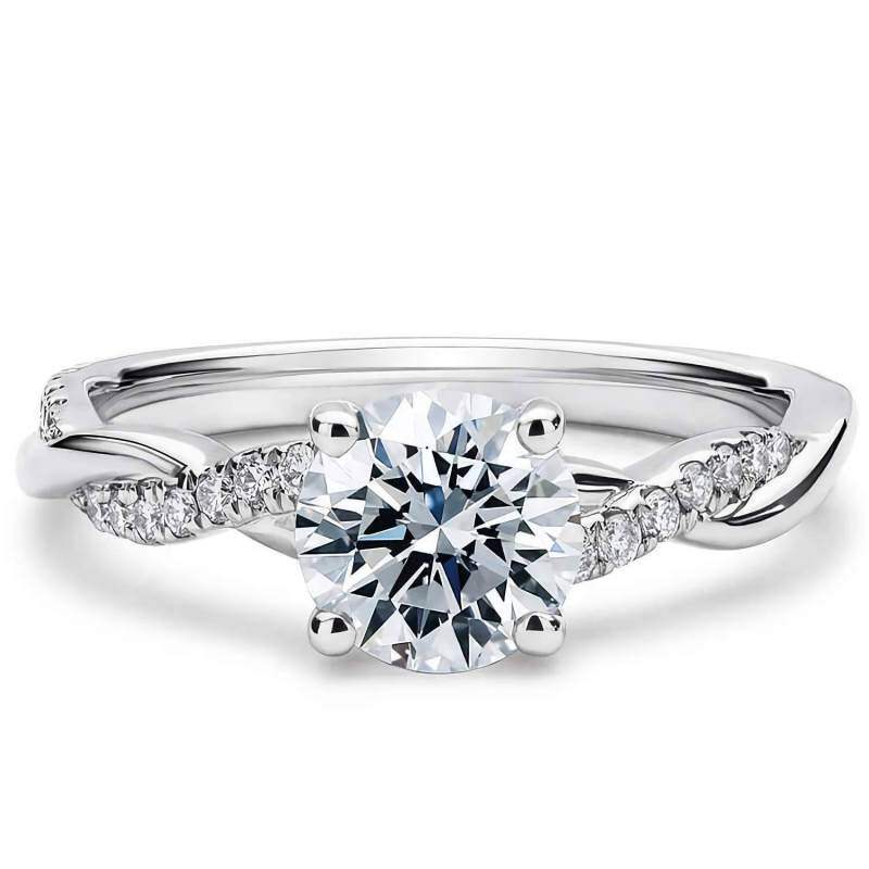 Platinum with White Gold Plated Moissanite Round Ring-1