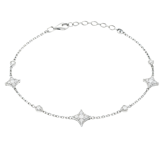 Pulsera con dije de estrella de moissanita en oro blanco de 10 quilates