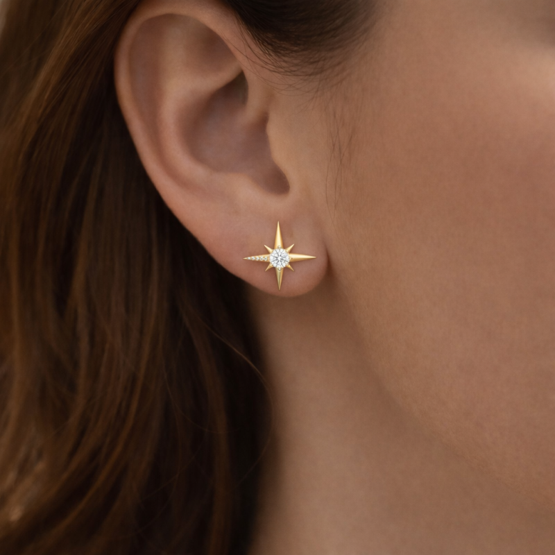 Pendientes de estrella de moissanita en oro blanco de 18 quilates-2