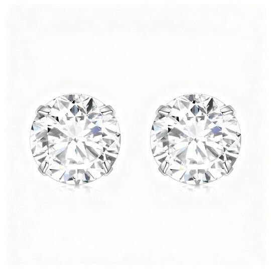 14K White Gold Moissanite Stud Earrings