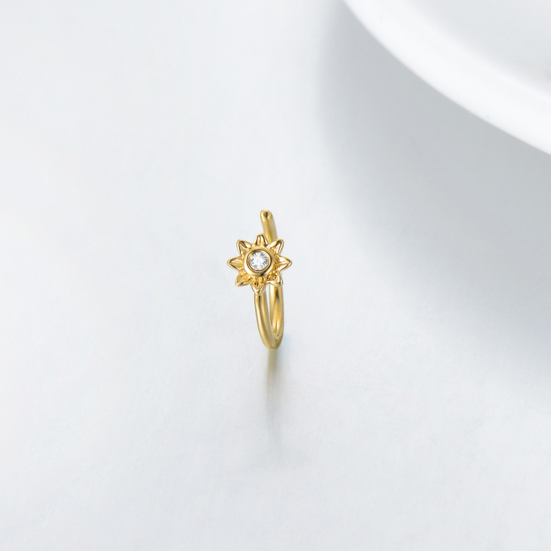 10K White Gold Moissanite Sunflower Nose Ring-3