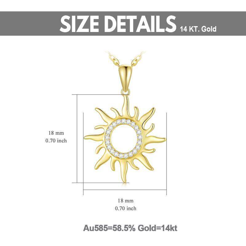 10K Rose Gold Moissanite Sun Pendant Necklace-6