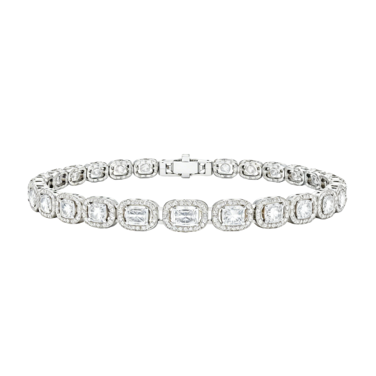 Pulsera de tenis de moissanita en oro blanco de 10 quilates