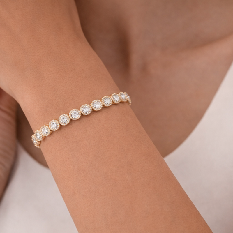 14K Rose Gold Moissanite Tennis Bracelet-2