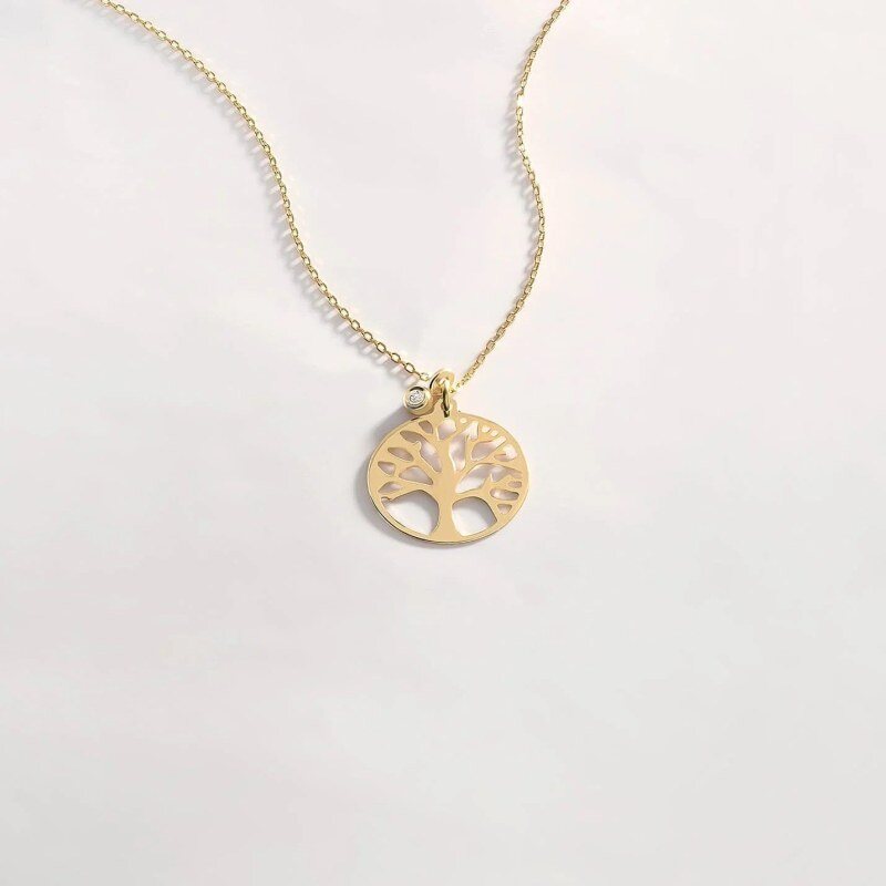 Collier pendentif Arbre de Vie en or 10 carats et moissanite-3