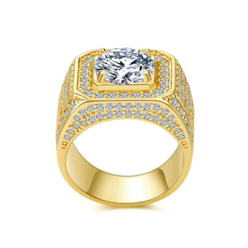Herrenring aus 10-karätigem Roségold mit rundem Moissanit (2 Karat).-3