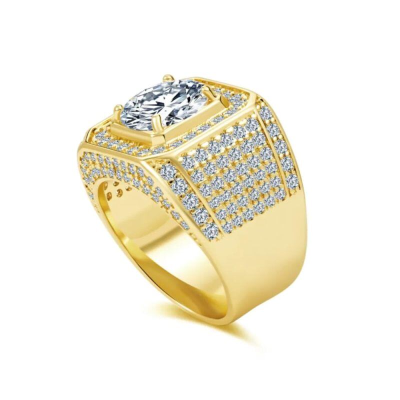 Herrenring aus 10-karätigem Roségold mit rundem Moissanit (2 Karat).-4