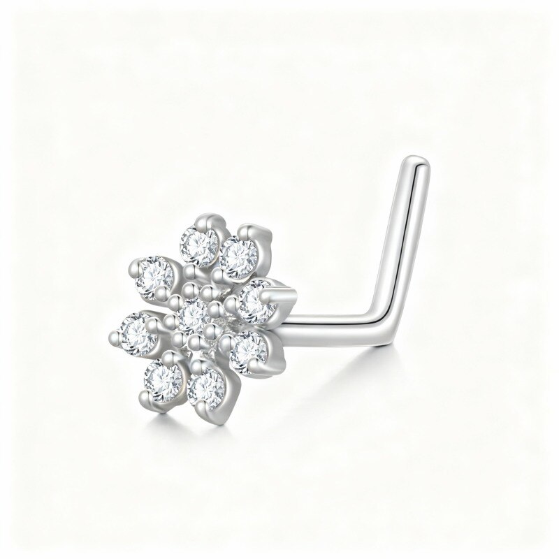 10K White Gold Moissanite Wildflowers Nose Ring-10