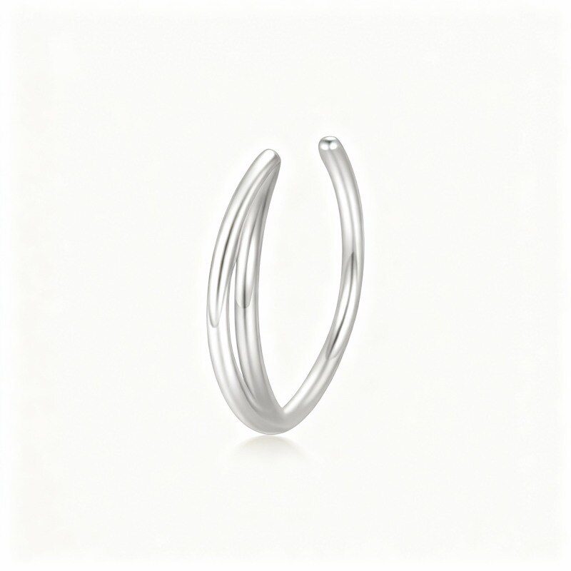 10K White Gold Moon Nose Ring-11