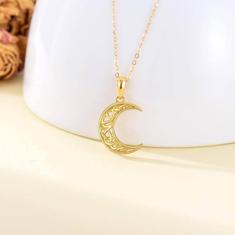 Collar con colgante de luna de oro de 10 quilates-3