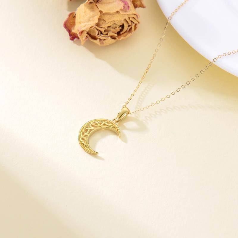 Collar con colgante de luna de oro de 10 quilates-4