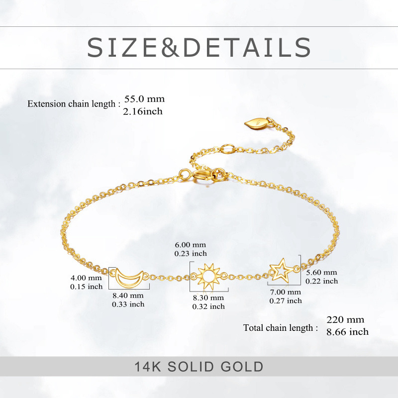 10K Gold Moon & Star Charm Bracelet-5