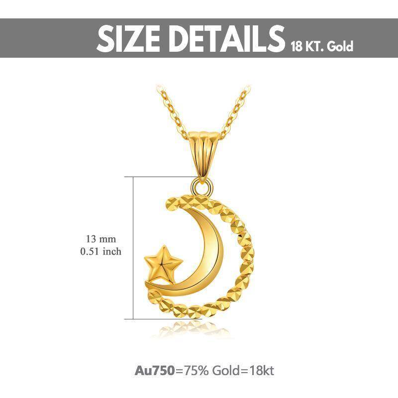 Collar con colgante de luna y estrella de oro de 18 quilates-7