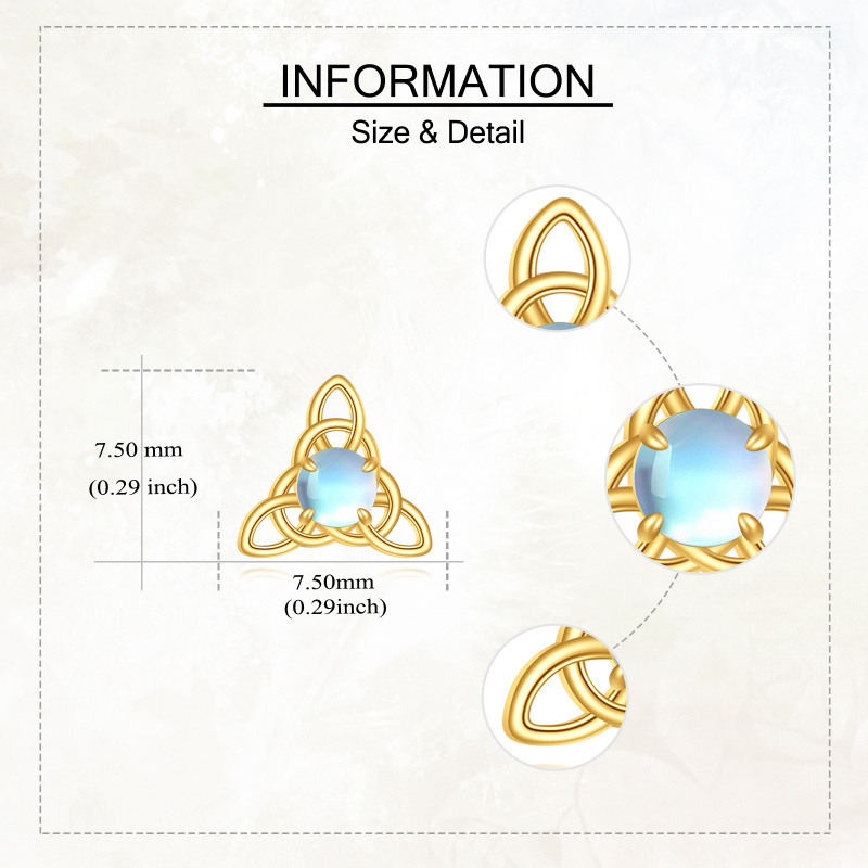 Pendientes de oro rosa de 10 quilates con nudo celta y piedra lunar-5