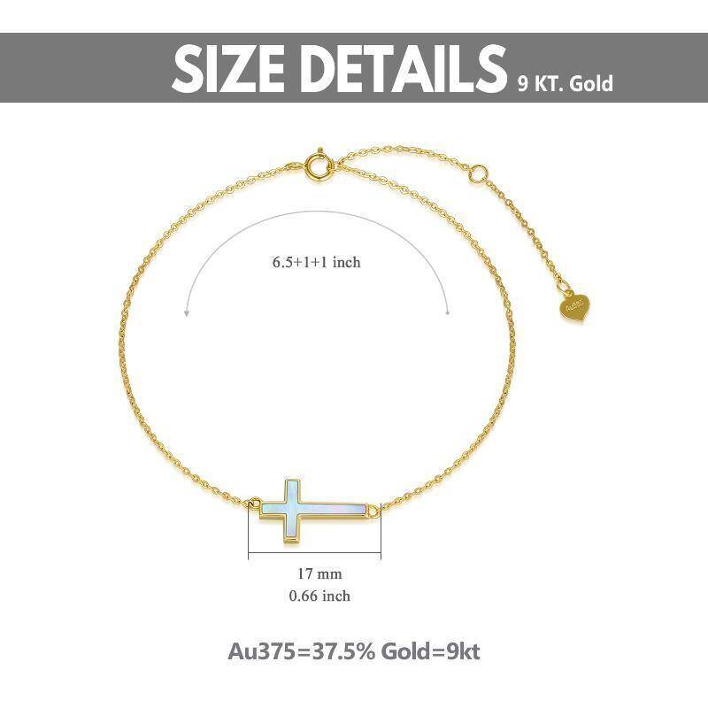 Pulsera con dije de cruz de piedra lunar en oro blanco de 9 quilates-5