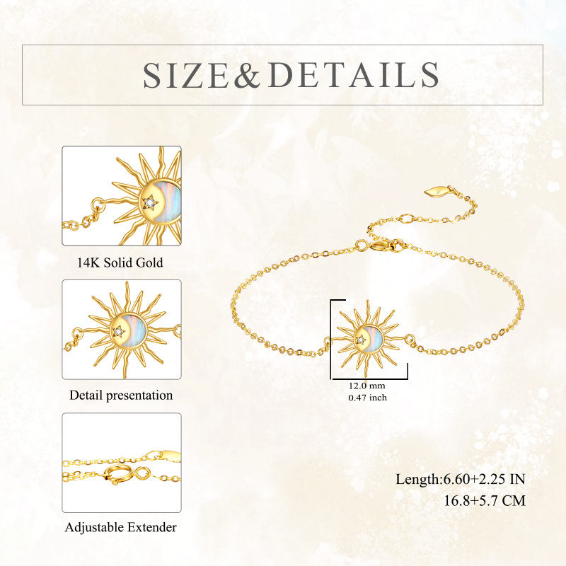 Armband aus 10-karätigem Gold mit Mond- und Sonnenanhänger-3