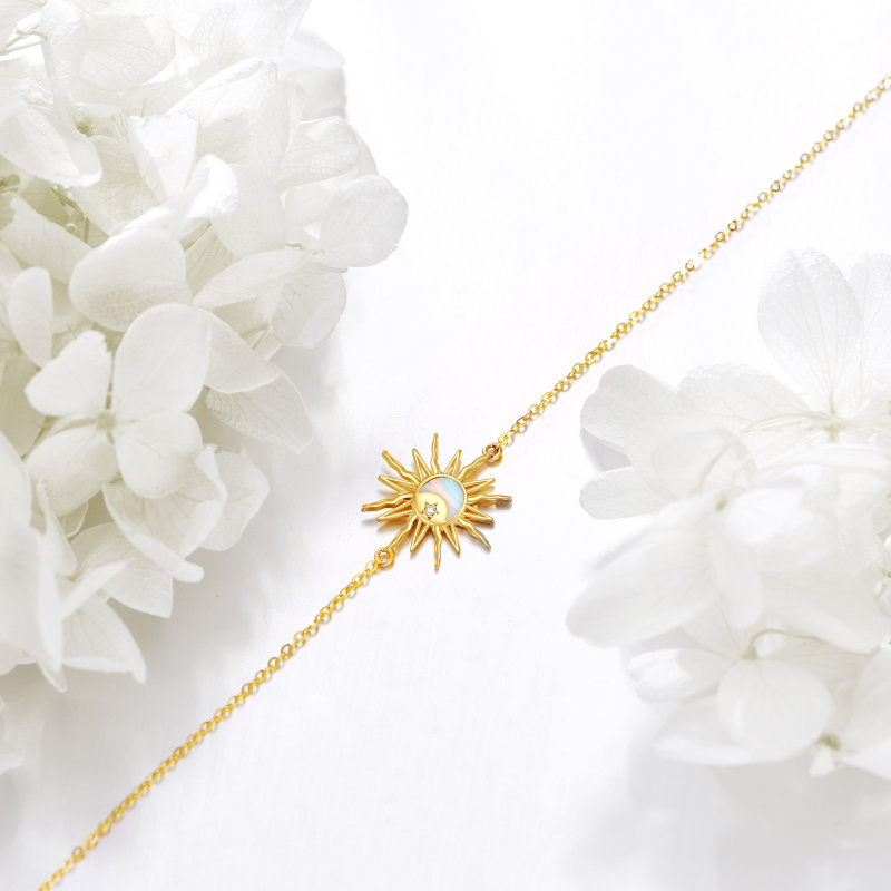 Armband aus 10-karätigem Gold mit Mond- und Sonnenanhänger-4