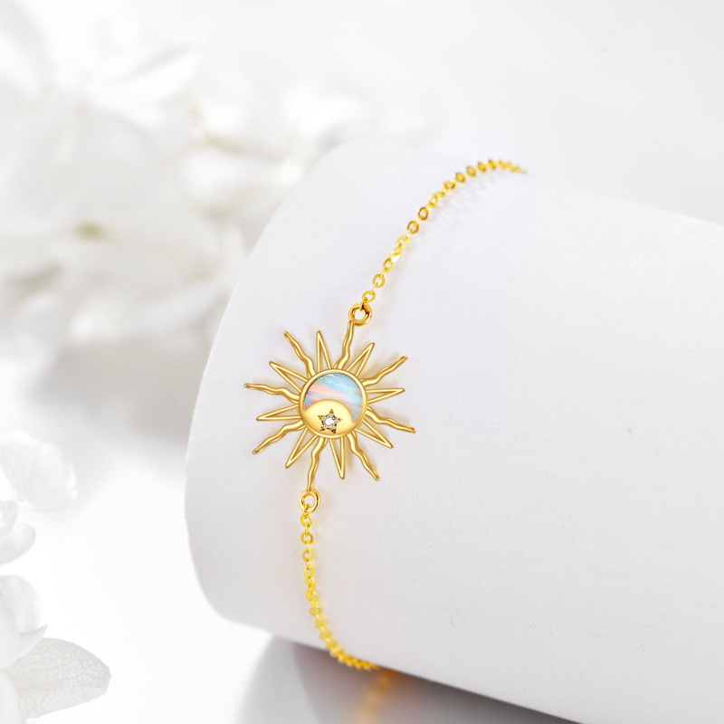 Armband aus 10-karätigem Gold mit Mond- und Sonnenanhänger-5