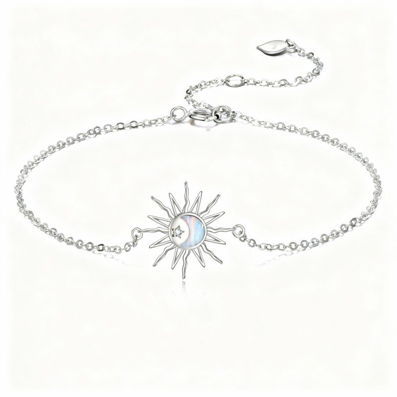 10K White Gold Moon & Sun Charm Bracelet-20