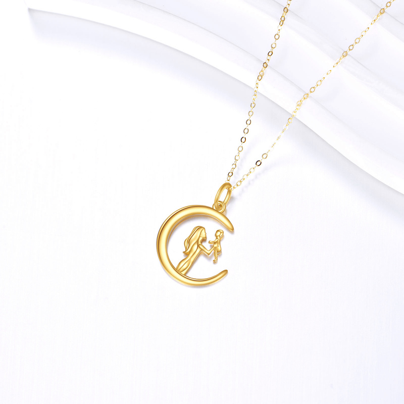 Collar con colgante de luna y madre, de oro de 14 quilates-3