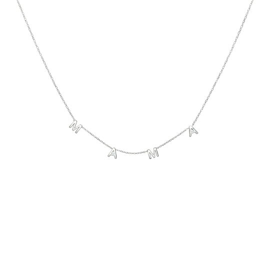 10K White Gold Mother & Mama Initial Necklace