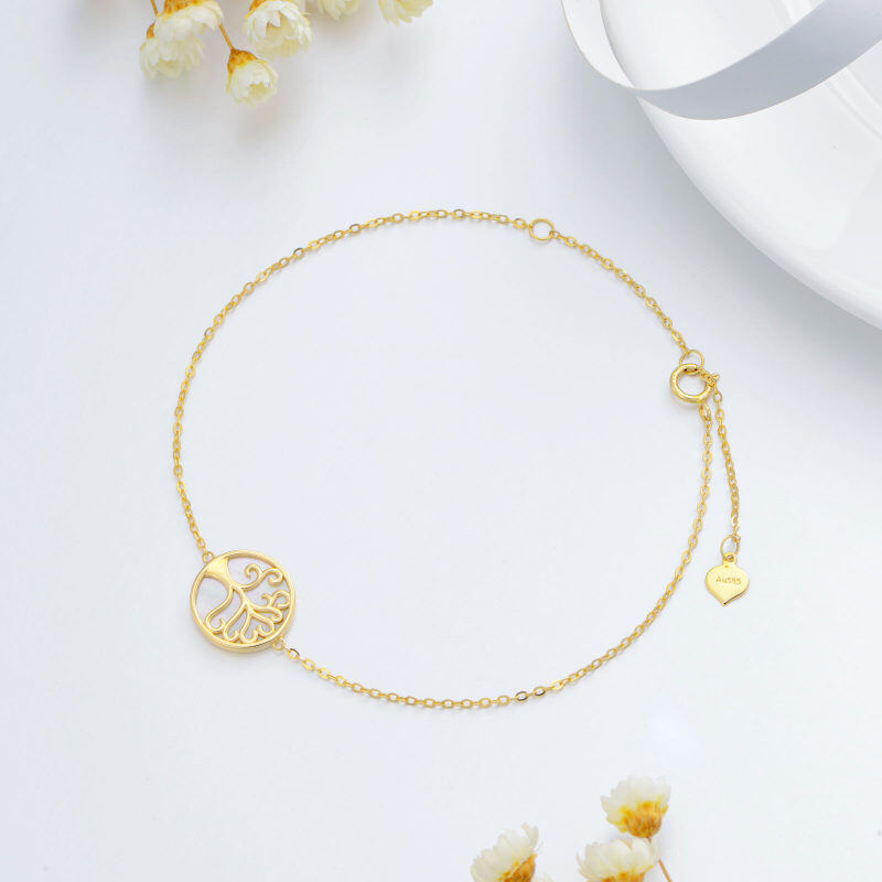 Pulsera con dije de árbol de la vida en oro blanco de 18 quilates y nácar-3