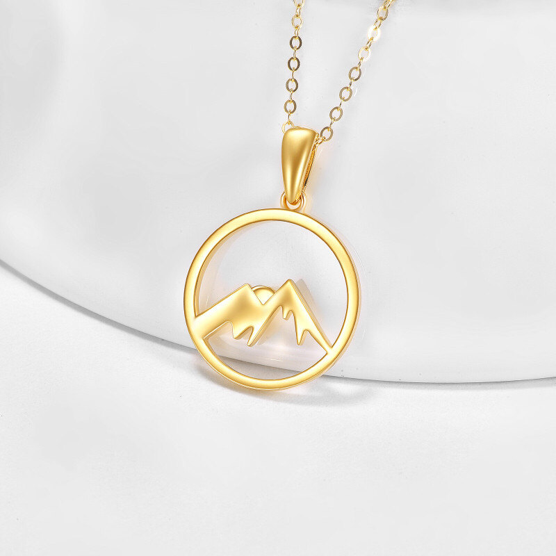 18K White Gold Mountains Pendant Necklace-3