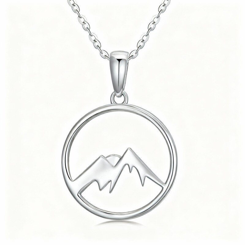 18K White Gold Mountains Pendant Necklace-1