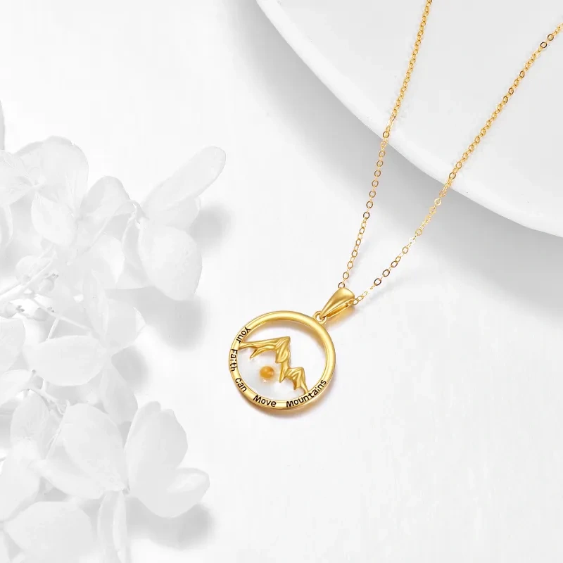 Halskette aus 18-karätigem Gold mit Anhänger „Berge und Sonne“-3