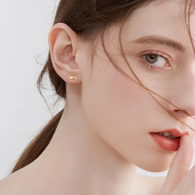 Boucles d'oreilles puces Montagnes en or rose 14 carats-2