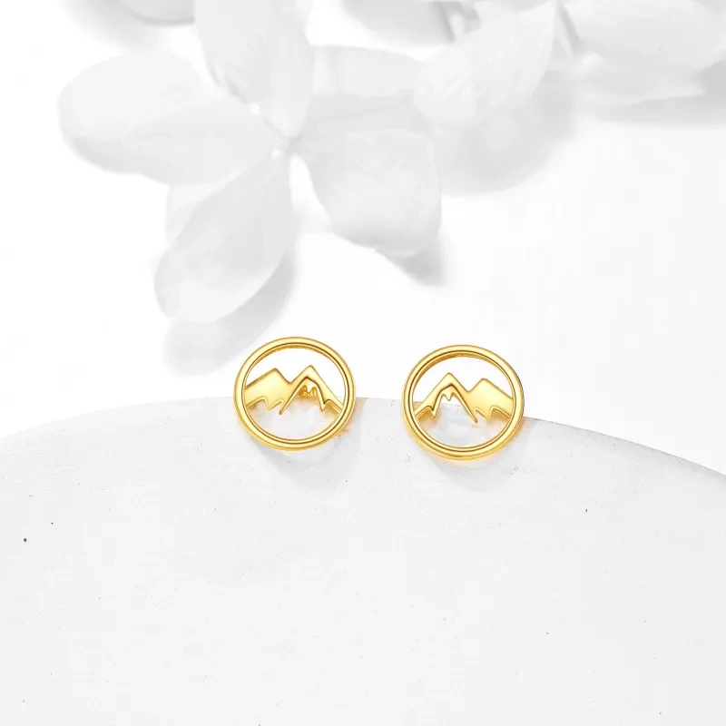 Boucles d'oreilles puces Montagnes en or rose 14 carats-3