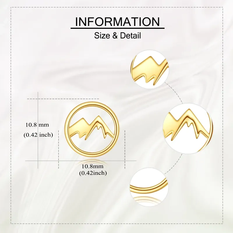 Boucles d'oreilles puces Montagnes en or rose 14 carats-4
