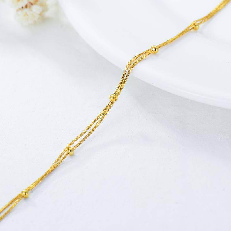 Tobillera de cadena multicapa de oro rosa de 10 quilates-4