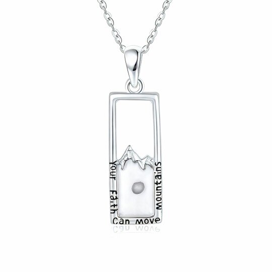 14K White Gold Mustard Seeds Pendant Necklace with Engraved Word