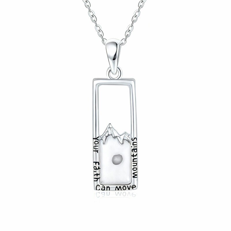 Collar con colgante de semillas de mostaza en platino con baño de oro blanco y palabra grabada-1