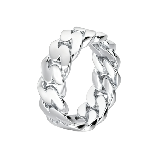 Anillo de cadena de oro blanco de 10 quilates sin piedras para hombre